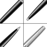 Scrikss Metropolis Black Chrome Ball Point Pen Ballpen With Chrome Trims, Click Mechanism, Jumbo Type Refill For Writing Office Corporate Gifting