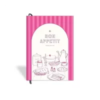 7mm Recipe Journal | Bon Appetit | Make your own Recipe and Cook Book | Kitchen Essential | A5 Size | 4 Sticker sheets | Hardbound and Laminated | 14.8 X 21 cms | Hot Pink