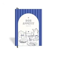 7mm Recipe Journal | Bon Appetit | Make your own Recipe and Cook Book | Kitchen Essential | A5 Size | 4 Sticker sheets | Hardbound and Laminated | 14.8 X 21 cms | Blue